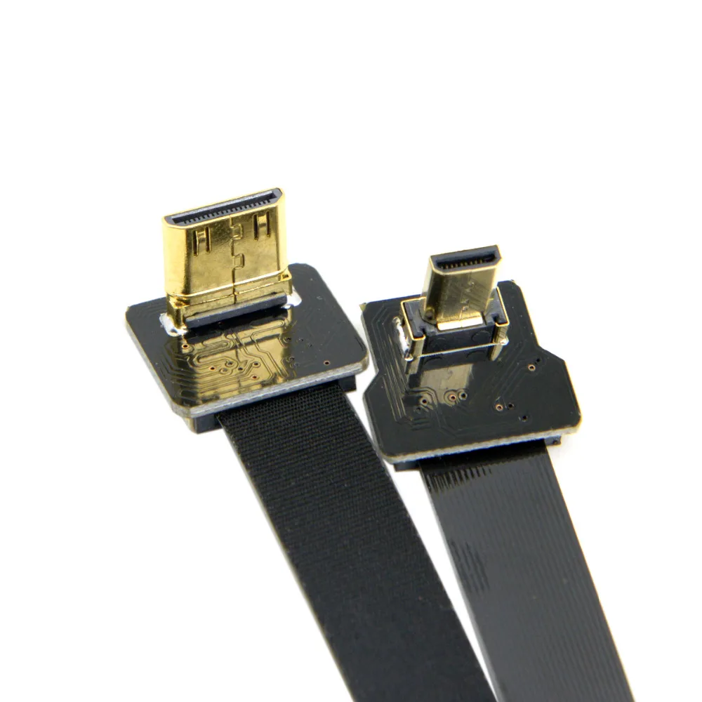 50 см 90 градусов под углом FPV Micro HDMI Male to Mini HDMI FPC плоский кабель для GOPRO аэрофотосъемка 0,1 m 0,2 m