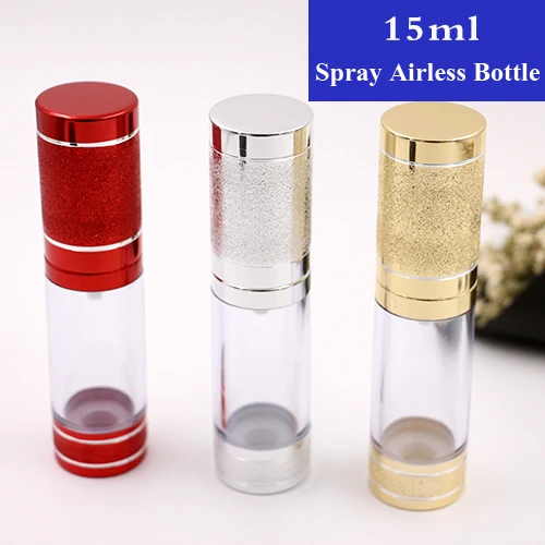 

15ml 1/2/5/10/20/30pcs AS Gold Travel airless bottle with spray pump Perfumes Atomizer Airless Bottle Cosmetic Sprayer Container