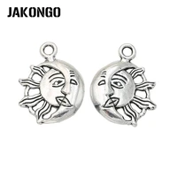 jakongo antique silver plated moon sun charm pendants for jewelry accessories making bracelet handmade diy 27x20mm
