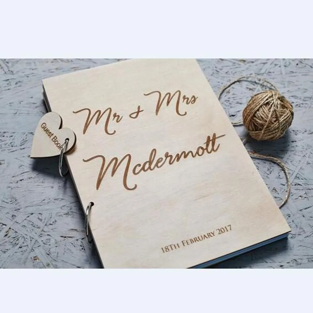 Деревянные книги для гостей на свадьбу Mr and Mrs, деревянные, на выбор, свадебные гостевые книги, два кольца, подгонянные свадебные альбомы, книжные принадлежности