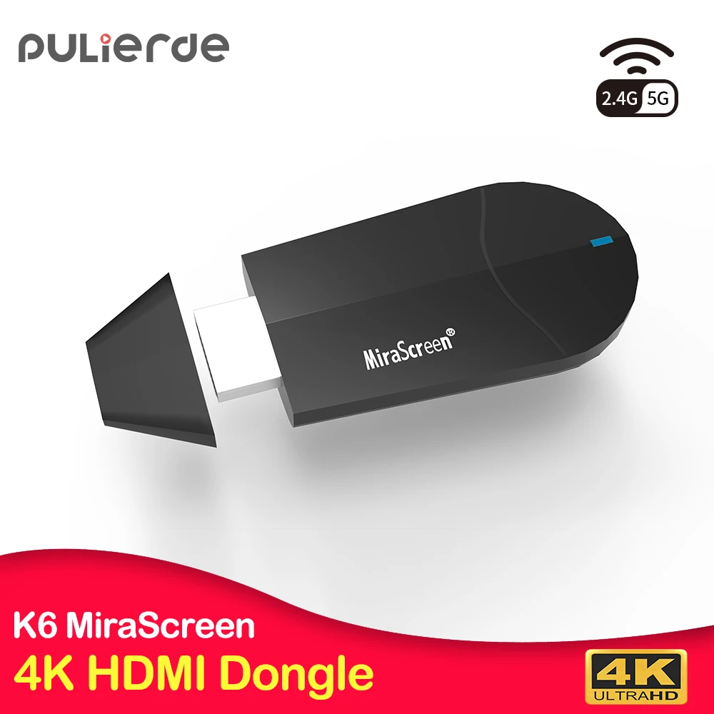 PULIERDE K6 HDMI ключ 5G MiraScreen 4K беспроводной WiFi Дисплей приемник 1080P HD TV Stick Miracast Airplay