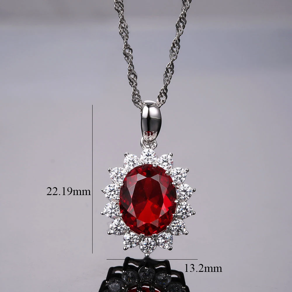 Женская подвеска из серебра 925 пробы с овальным Рубином карата | Украшения и