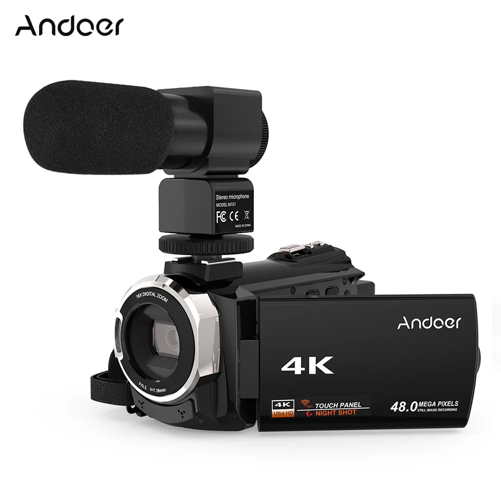 Andoer 4K 1080P 48 МП WiFi цифровая видеокамера записывающее устройство с микрофоном чип