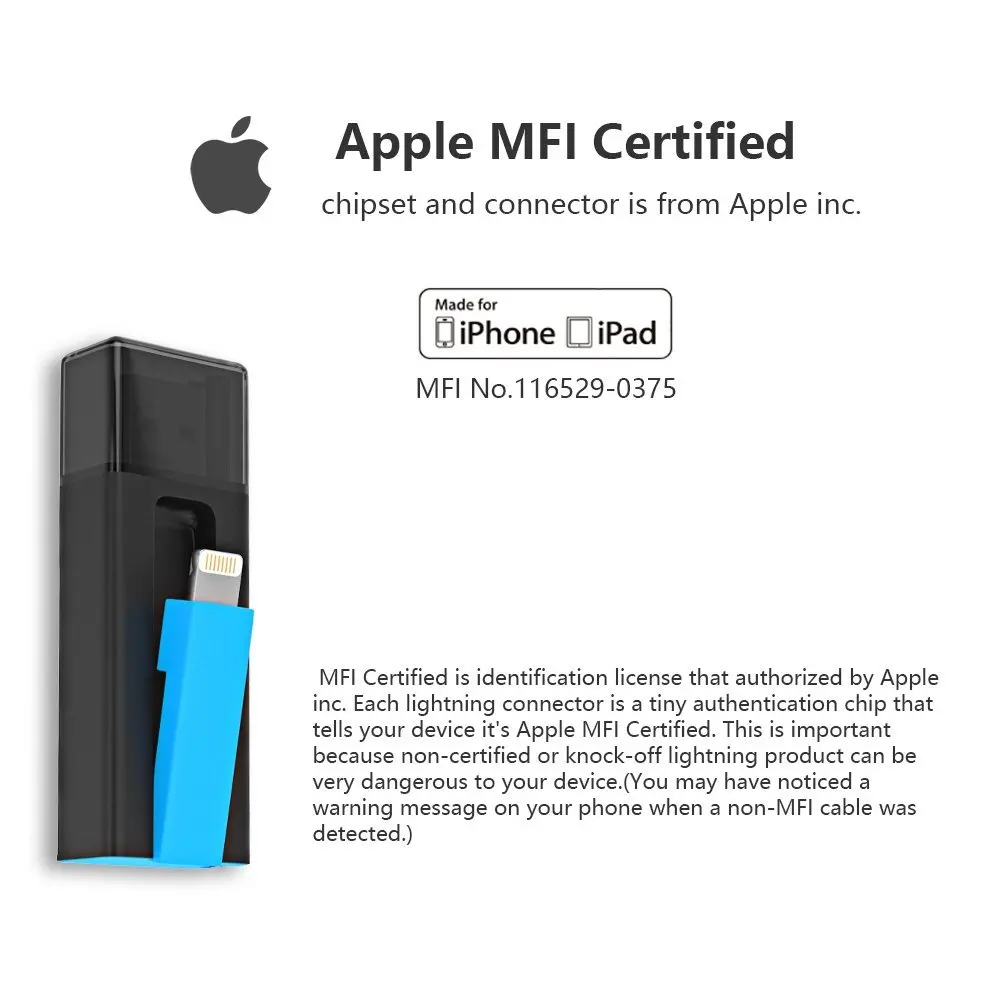 2 в 1 для Apple MFI Сертифицированный Флешка Lightning и USB 3 0 Connector128G iOS внешней памяти iPhone U