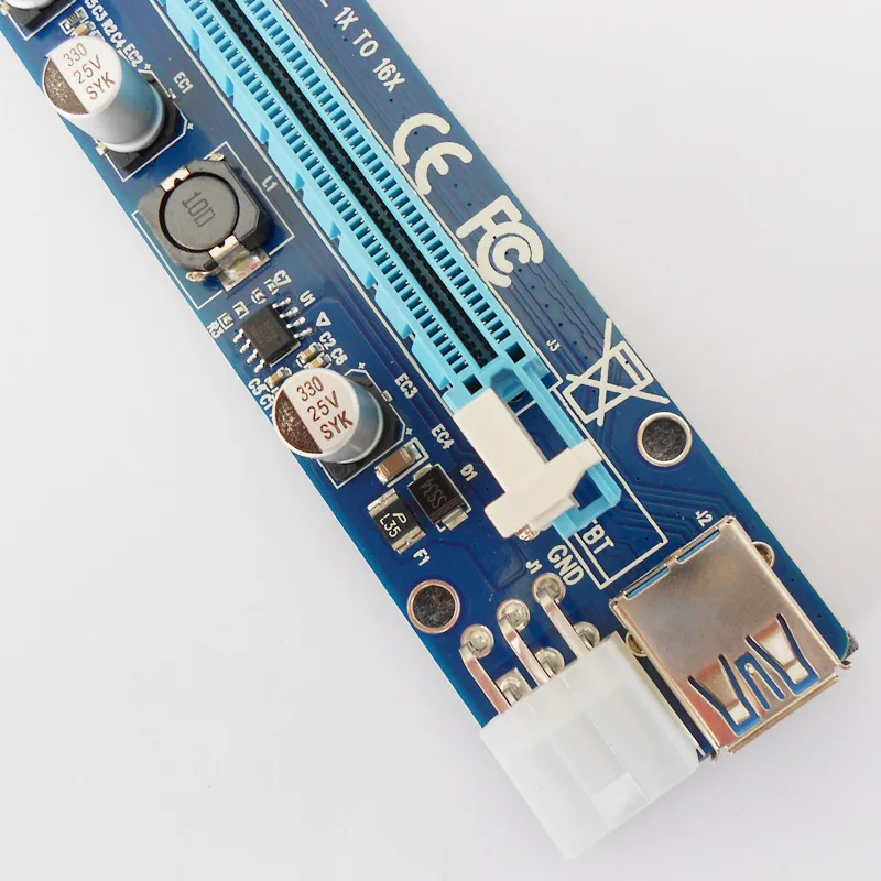 Улучшенное издание VER008C Райзер PCI E 1x до 16x светодиодный USB 3 0 6 контактный разъем