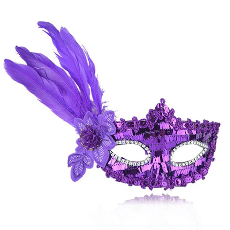 10pcs/lot Ball Mask Sequins Masks With Feather Peony Adult Half Face Dance Female Princess Cosplay Props For Women Wear | Дом и сад