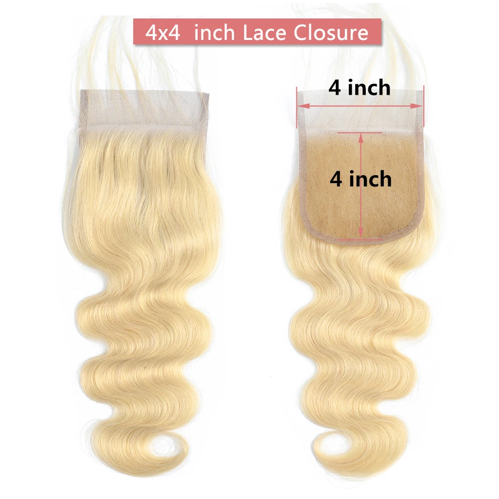 

LS Hair Brazilian Hair Pre-Plucked 613 platinum Blonde Body Wave human hair lace closure 4X4With Baby Remy Hair Extensions