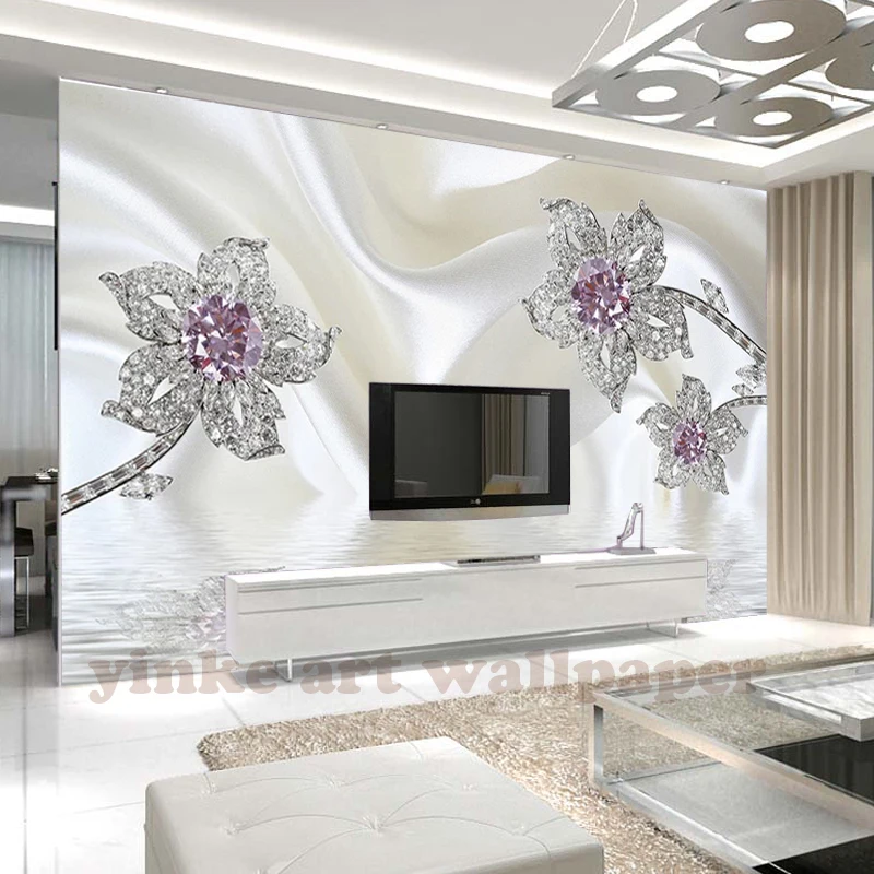 

The latest 3D wallpaper 3d stereoscopic white luxury jewelry silk ripple de parede Papel, the sofa wall bedroom wall paper
