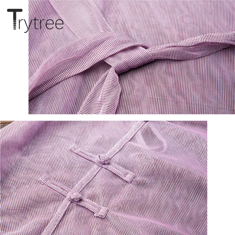 Trytree весна лето платье повседневное женское по щиколотку выдалбливают три