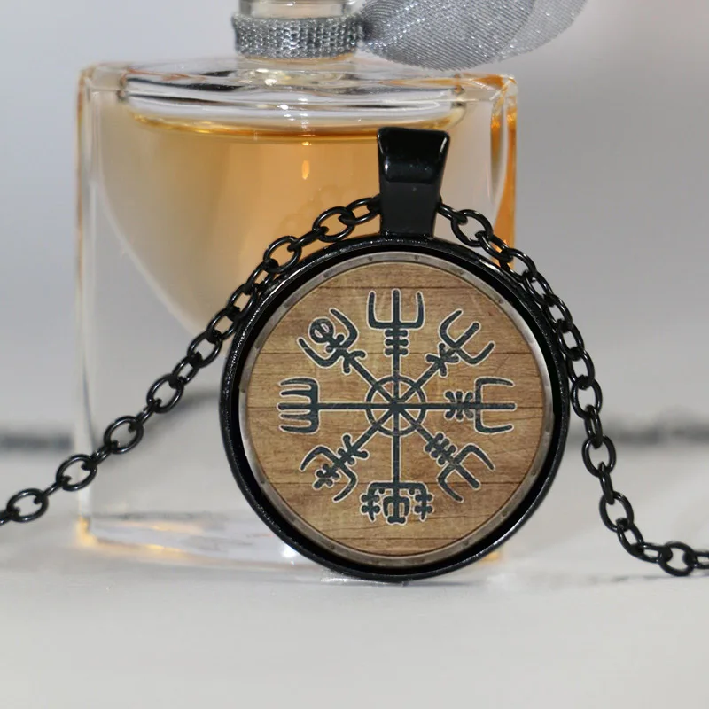 Щит викинга стекло кабошон с фото ожерелье серебро Винтаж лошадь арт подвесной