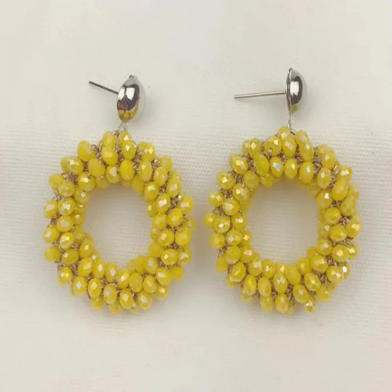 Светло-желтый цвет Новые серьги для aretes largos, большие длинные серьги в стиле барокко для женщин, рождественские Висячие красные висячие серьги с кристаллами - Окраска металла: Светло-желтый цвет