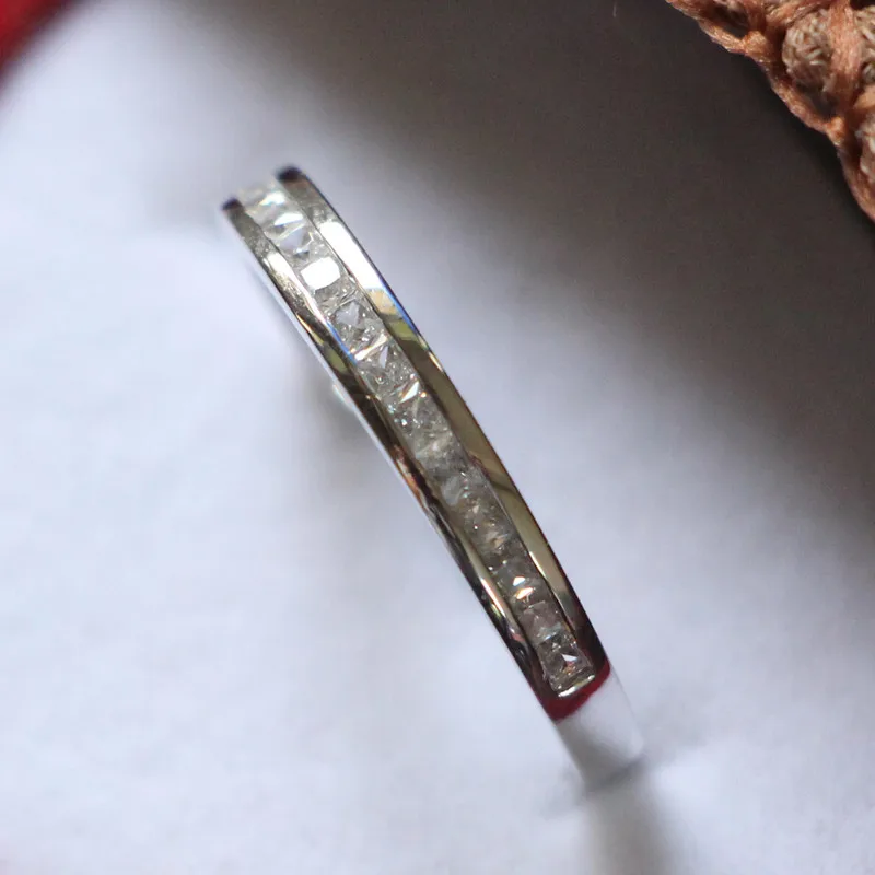 Необычные 0.23Ct принцесса огранка бриллиантовое кольцо Настоящее 925 пробы Серебряное обручальное кольцо для женщин