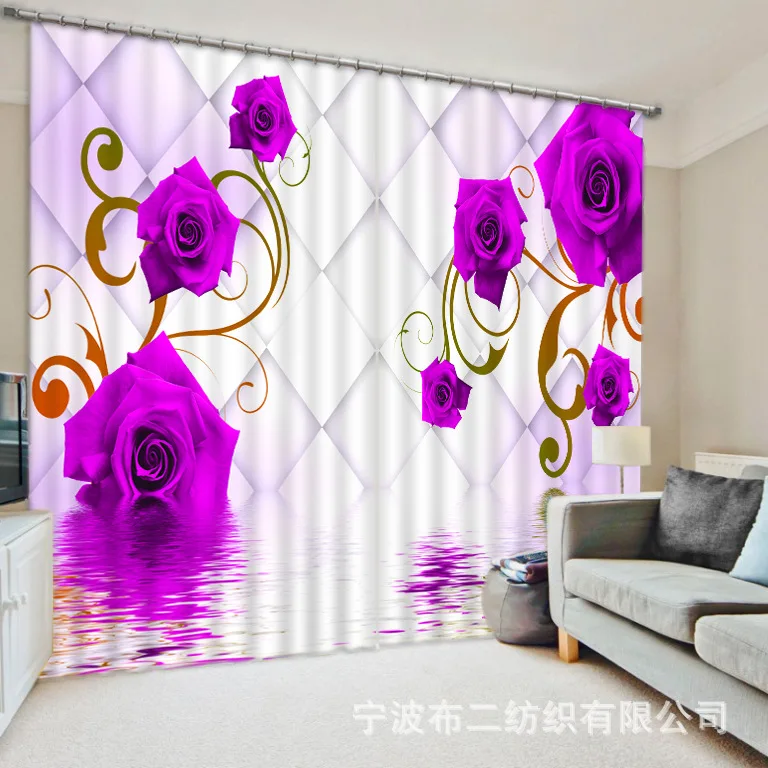

Violet Luxury Blackout 3D Window Curtains For Living Room girl Bedroom Drapes Cortinas Rideaux Customized size Cushions cover