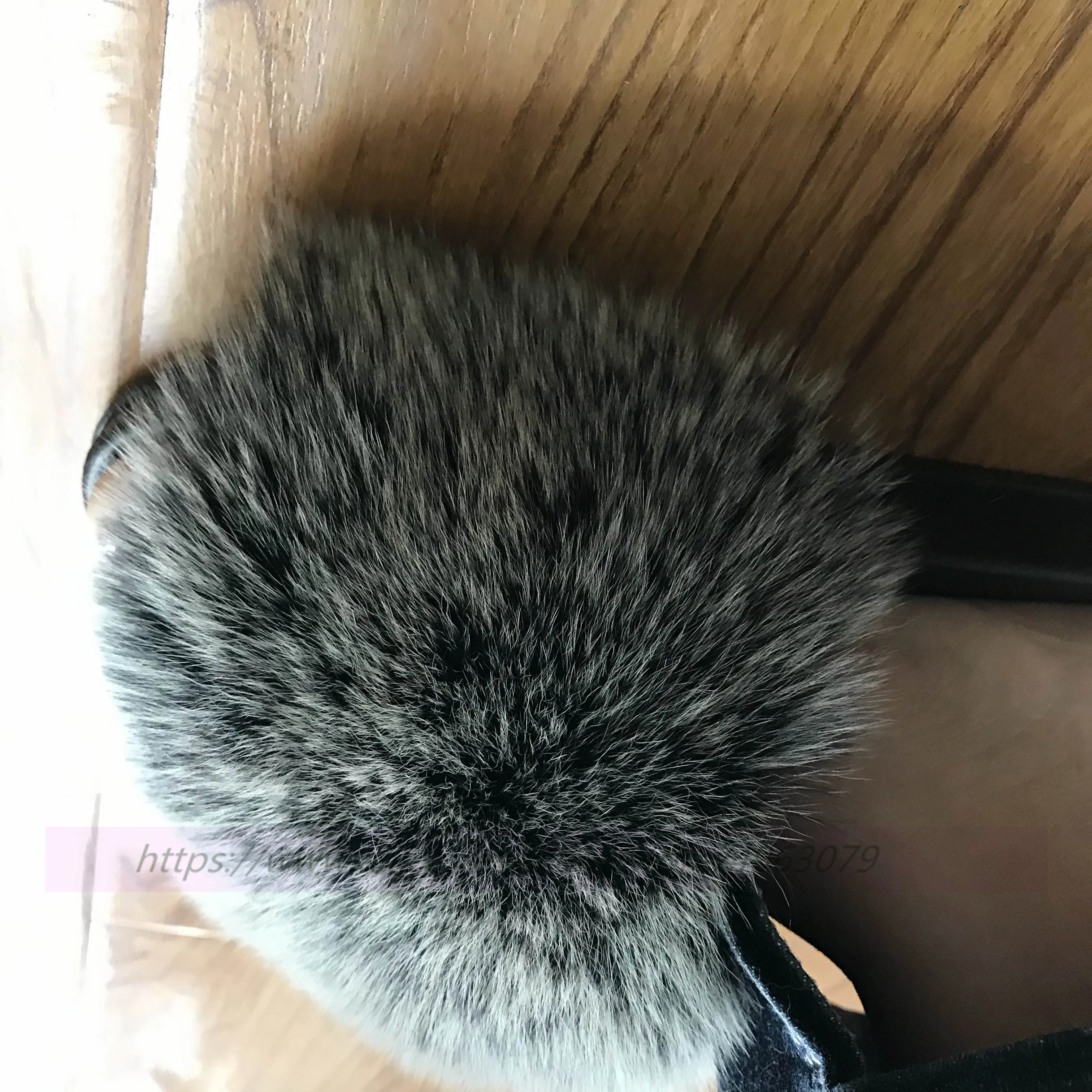 FunFur Max/большой размер XXL Шлепанцы из натурального меха лисы черного цвета Женские