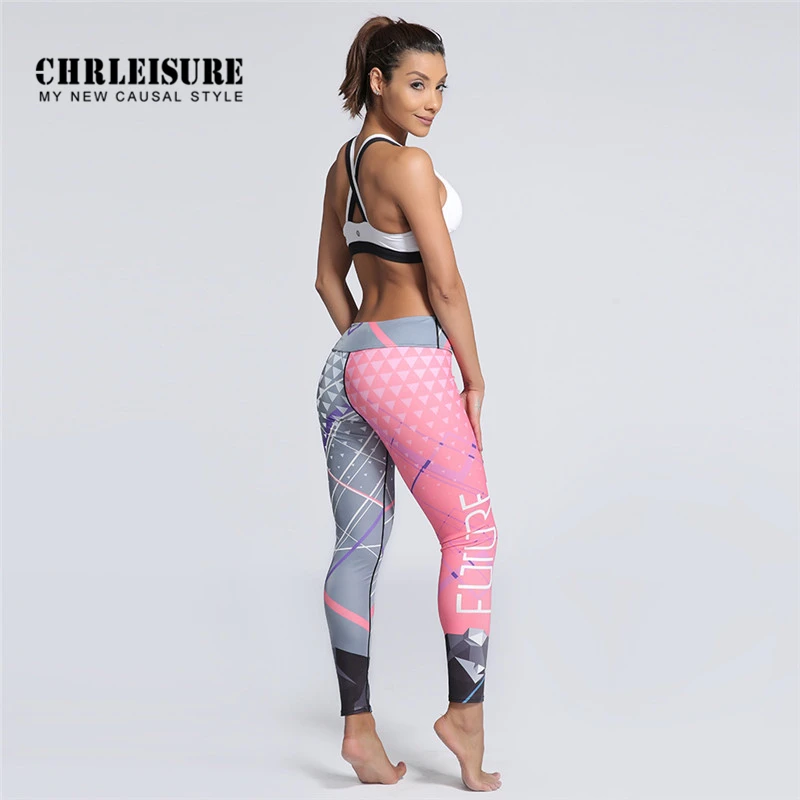 Женские спортивные Леггинсы CHRLEISURE с рисунком и надписью штаны для йоги женская