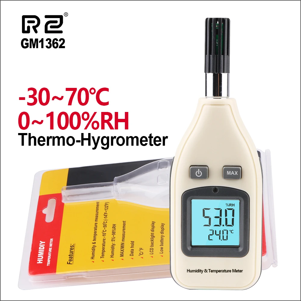 Цифровой термометр RZ GM1362 измеритель температуры и влажности с ЖК дисплеем ручной