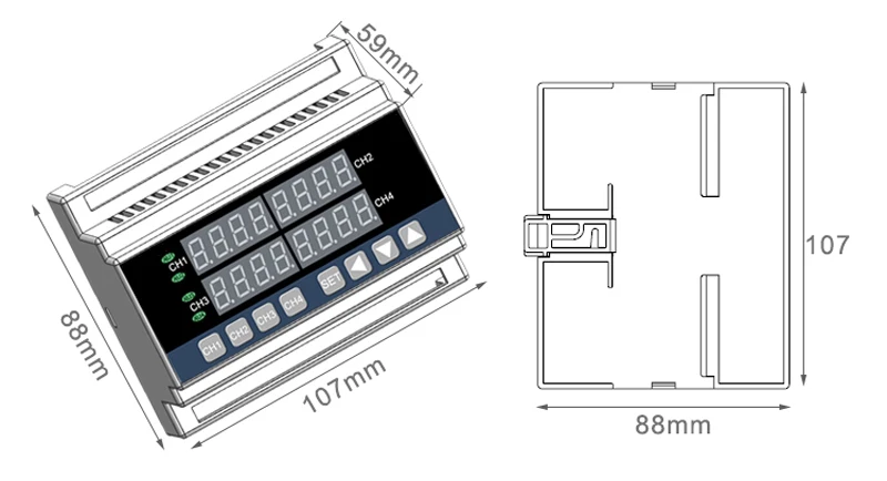 4 канальный цифровой терморегулятор Din термостат с датчиками RS485|temperature controller|digital