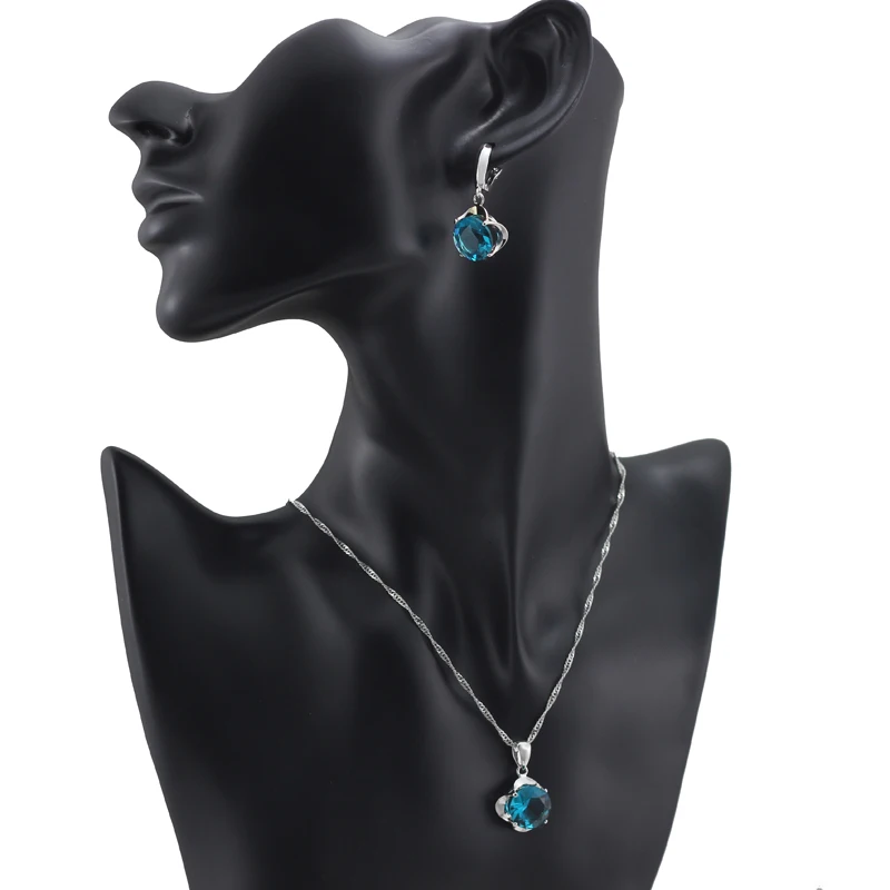 Благородные Свадебные Ювелирные наборы лазурный синий камень женское