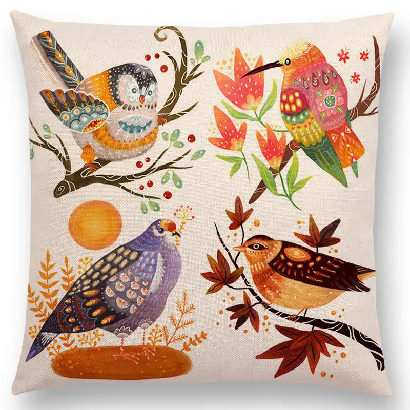 Горячая Распродажа чехлы на подушки для дома диванные с разноцветными птичьими