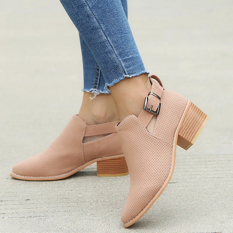 Женские ботинки модная повседневная женская обувь замшевые с пряжкой зимние на