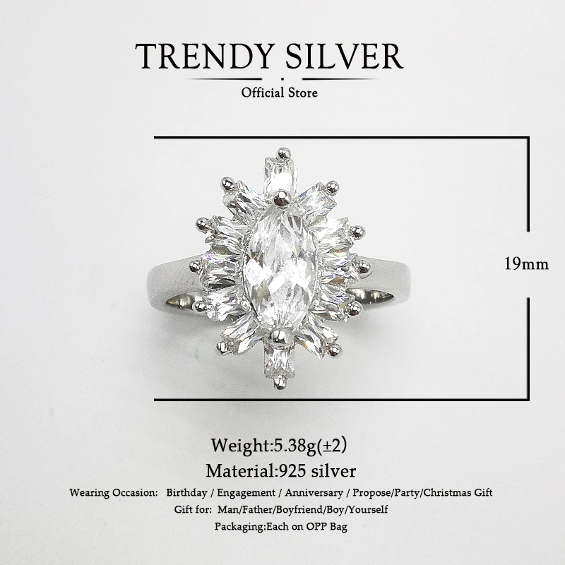 

vintage rings silver real 925 sterling jewelry for women rose gold with stone zircon solid elegant