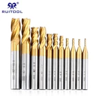 Набор фрез 1,5-10 мм, фрезерный станок с ЧПУ, титановая HSS 4 флейты, Концевая фреза с прямым хвостовиком, Фрезерный инструмент из дерева и стали