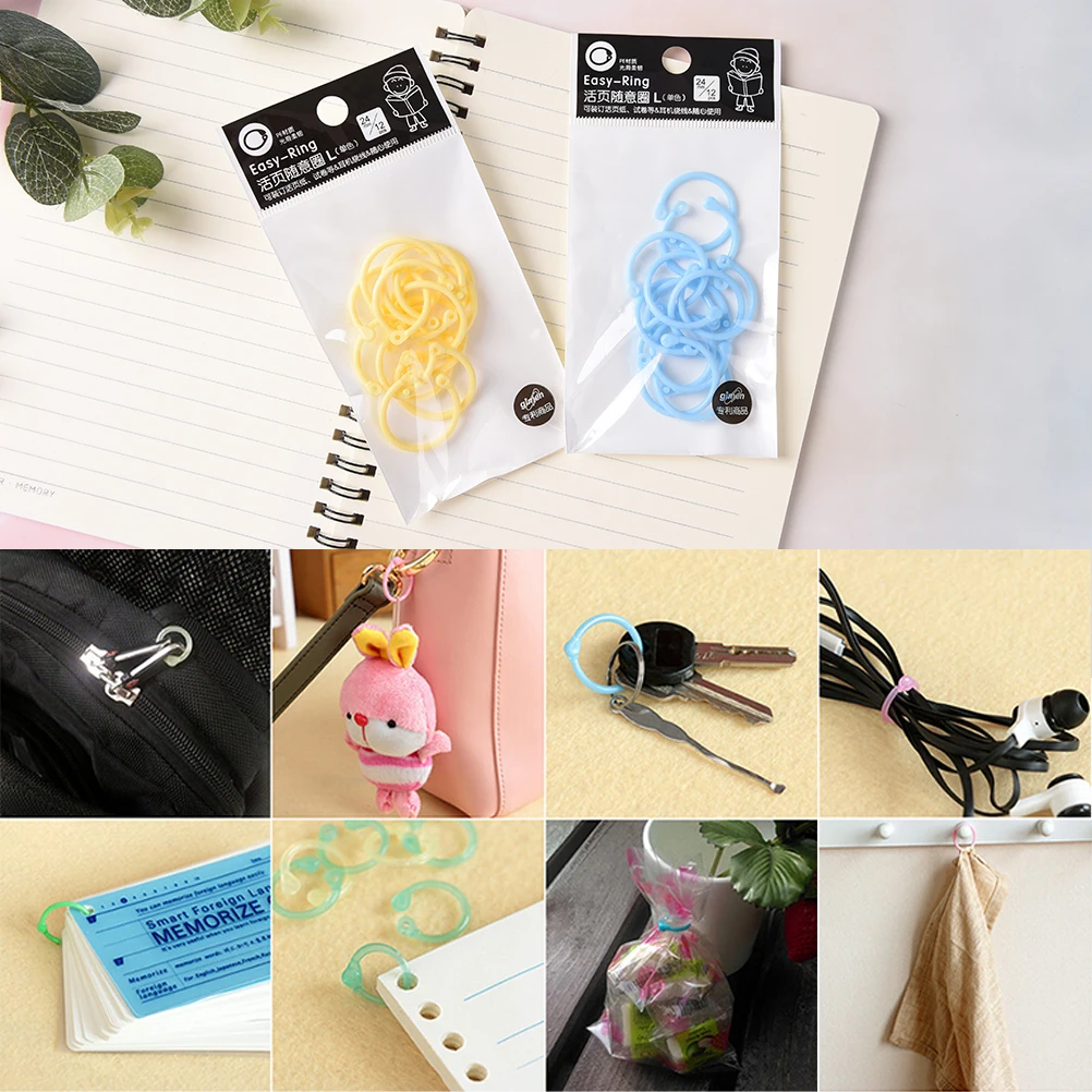 

Kawaii Easy Paper Book Loose Leaf Keychain Ring Circle Binder Stationery Office Plastic Korean Accessory Random