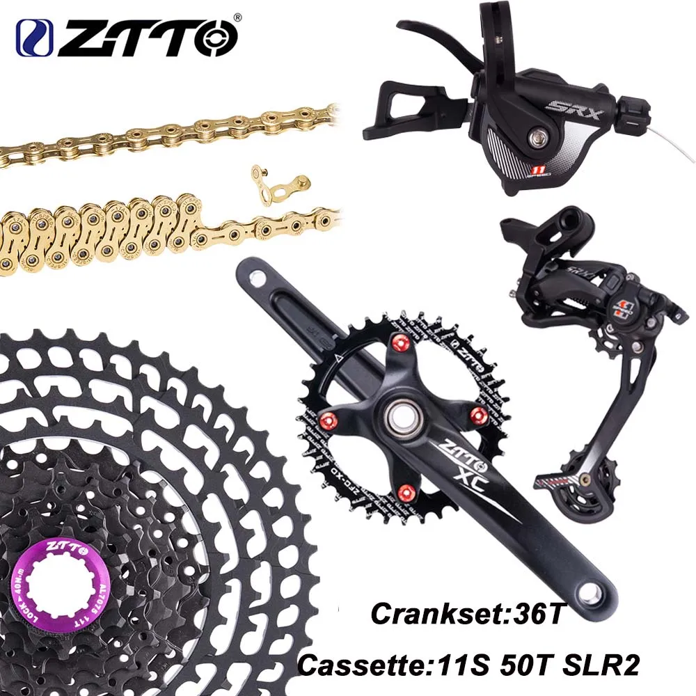 36T-50T SLR2 Black ZTTO 11 скорость Groupset задний внешний кабель переключения передач коленчатый набор Chain11-50T/52 T кассета Сверхлегкий Freewheel группа набор VS M8000 M7000 - Цвет: 36T-50T SLR2 Black