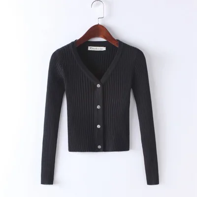 Женский облегающий кардиган с V-образным вырезом укороченный Кардиган длинным