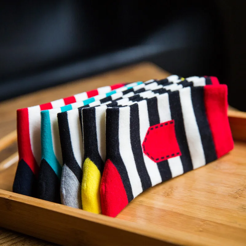 10 Пар/лот Новый человек в мужские носки мода карманные полоса оптом