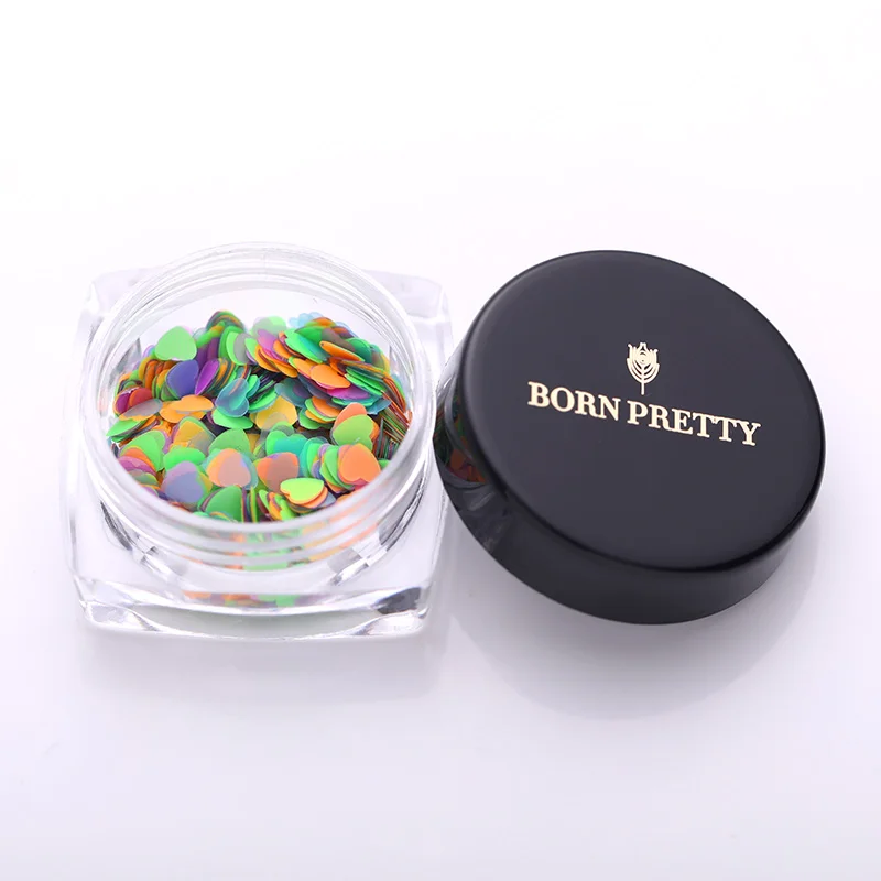 BORN PRETTY неоновые Блестки для ногтей зеленый цвет флуоресцентный эффект сердце
