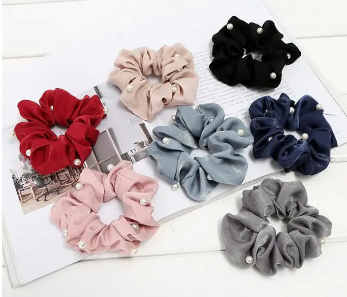 

Large intestine circle New Multicolor Headwear Flannel Velvet hair ring Female Head flower Pearl Head flower