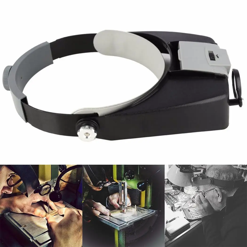 1.5x 3x 8.5x 10x Adjustable 4 Lens Loupe LED Light Headband Magnifying Glass Magnifier Tool With | Инструменты