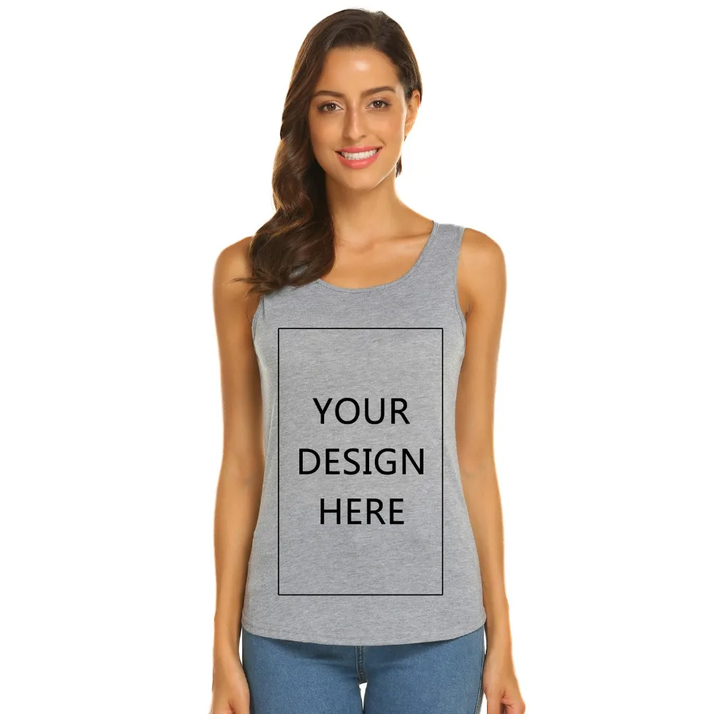 Meaneor New Print T Shirt for Women DIY Your like Photo or Logo Shirts Solid O-Neck Sleeveless Casual Top Summer Slim T-Shirt | Женская
