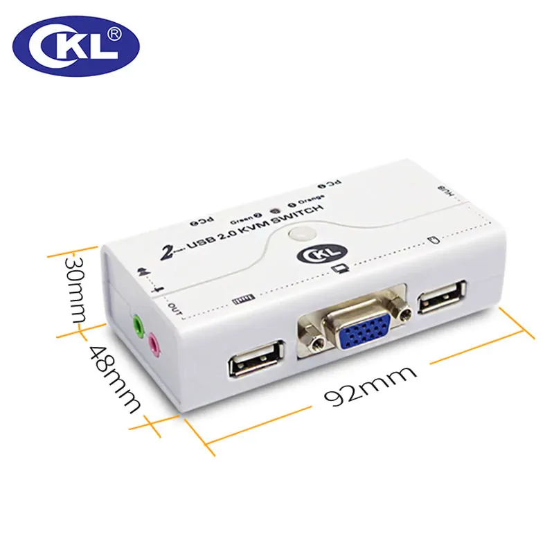 KVM переключатель VGA 2 порта USB 0 с кабелями поддержка аудио микрофон принтер сканер