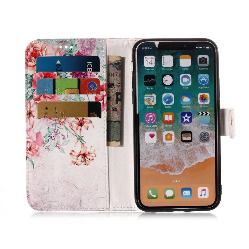 Леопардовый кошелек с черепом и цветком кожаный чехол для iPhone X 10 8 7 Plus 6 S 5s SE Ipod Touch