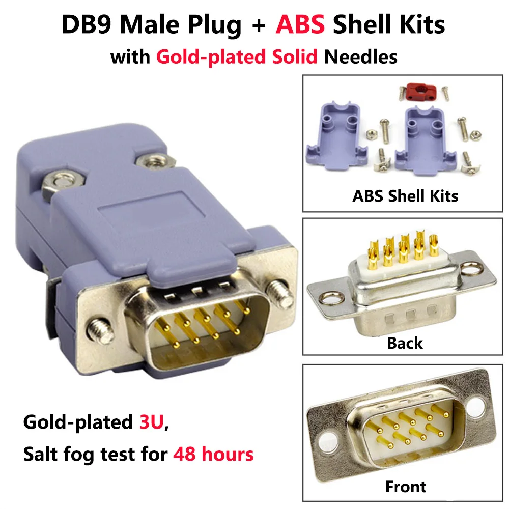 DB9 с разъемом папа ABS Комплект оболочки позолоченным иглы RS232 9 Pin последовательный
