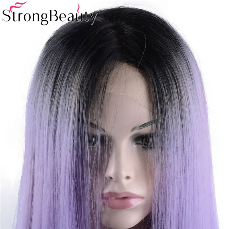 Strongbeauty длинные прямые кружевные фронтальные синтетические волосы