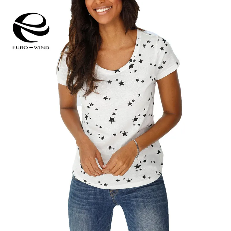 Plus Size New Summer Women T-shirts Casual Womens Bohemian Beach Short Sleeve O Neck Star Print Tops Tee Shirt Female Top | Женская