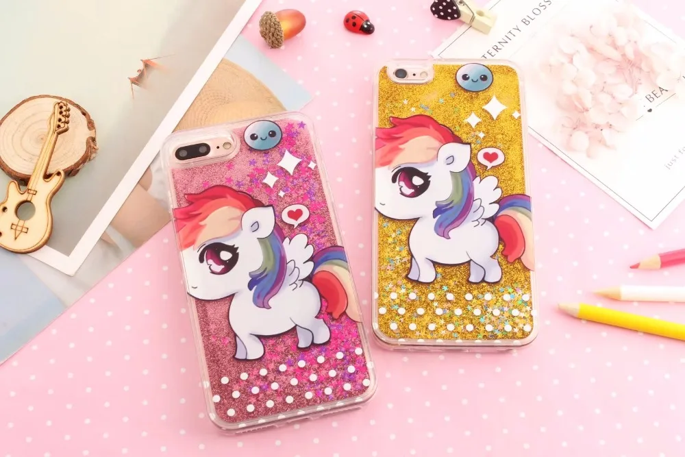 Lovery Phone Case For iPhone 6S Cover Unicorn Pattern Soft TPU Glitter 3D Liquid Star Quicksand 6 S |
