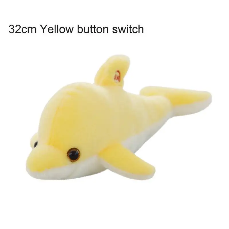 Yellow 32cm Яркая плюшевая кукла дельфин, светящаяся плюшевая подушка с мигалкой, светодиодный подарок на день рождения - Цвет: Yellow 32cm