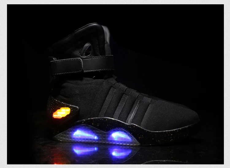 Ботинки будущего Маскарадного костюма Marty McFly; кроссовки; Светодиодный светильник; Светящиеся; Tenis Masculino Adulto; обувь для костюмированной вечеринки; перезаряжаемая