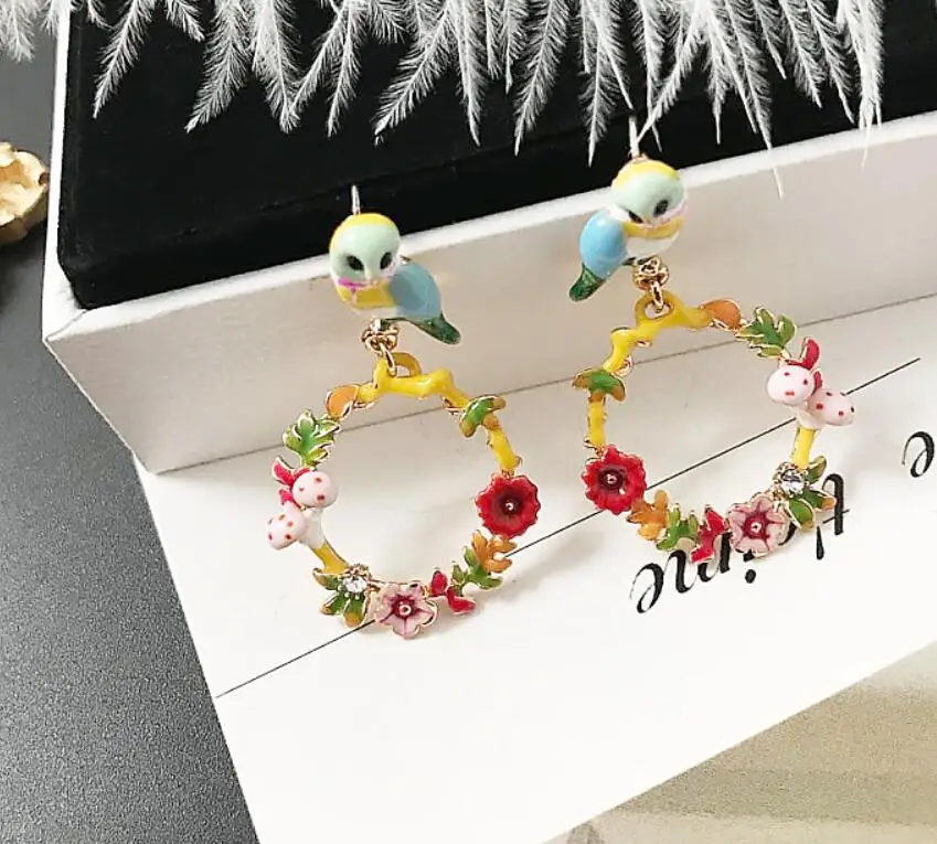 CSxjd эмалированная глазурь модная милая серия птиц Сова Птица грибы цветы венок