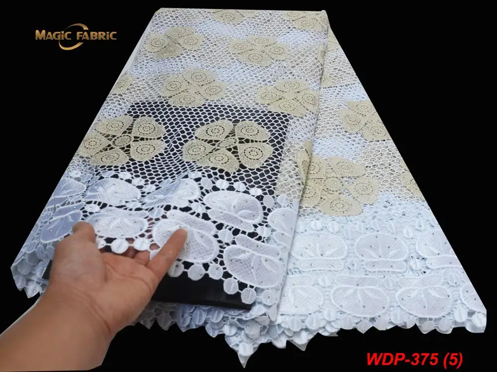 

Высокое качество кружево ткань шнур для вышивки кружевная ткань в нигерийском стиле гипюр кружевной ткани для женщин платье 5 ярдов WDP-375