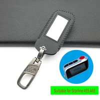 for starline a93 a63 leather key case for russian version in two way car alarm remote control lcd key fob cover protect shell
