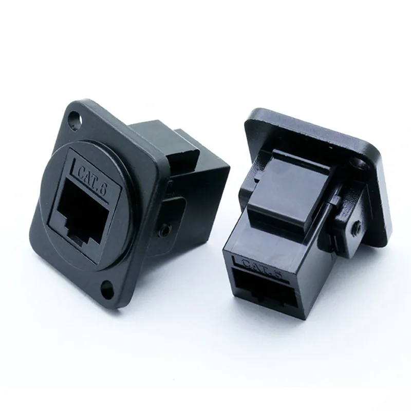 

100pcs/lot 8P8C RJ45 CAT6 Socket Panel Mount Female Jack Adapter Network Ethernet Modular Plug Extension Interface Connector