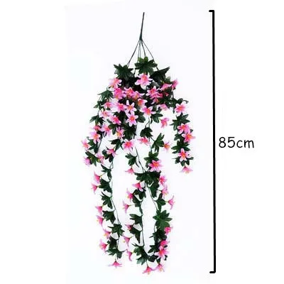 pink 1pcs Домашний декор, 1 шт., лилия, подвесной цветок, на стену, Орхидея, корзина, украшение для гостиной, цветок, искусственный цветок, Шелковый цветок - Цвет: pink 1pcs
