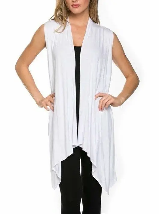

Nuevo chaleco abierto de mujer tnica Top chal Collar drapeado sin mangas Cardigan talla S ~ XL