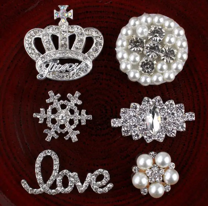 Металлические пуговицы Стразы Свадебные украшения для волос цветочный Центр