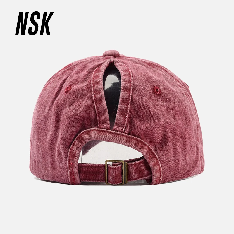 NSK Baseball Cap For Men Women Hip Hop Washed Cotton Snapback Vintage Hat Adjustable Ponytail Casual Simple Style | Аксессуары для
